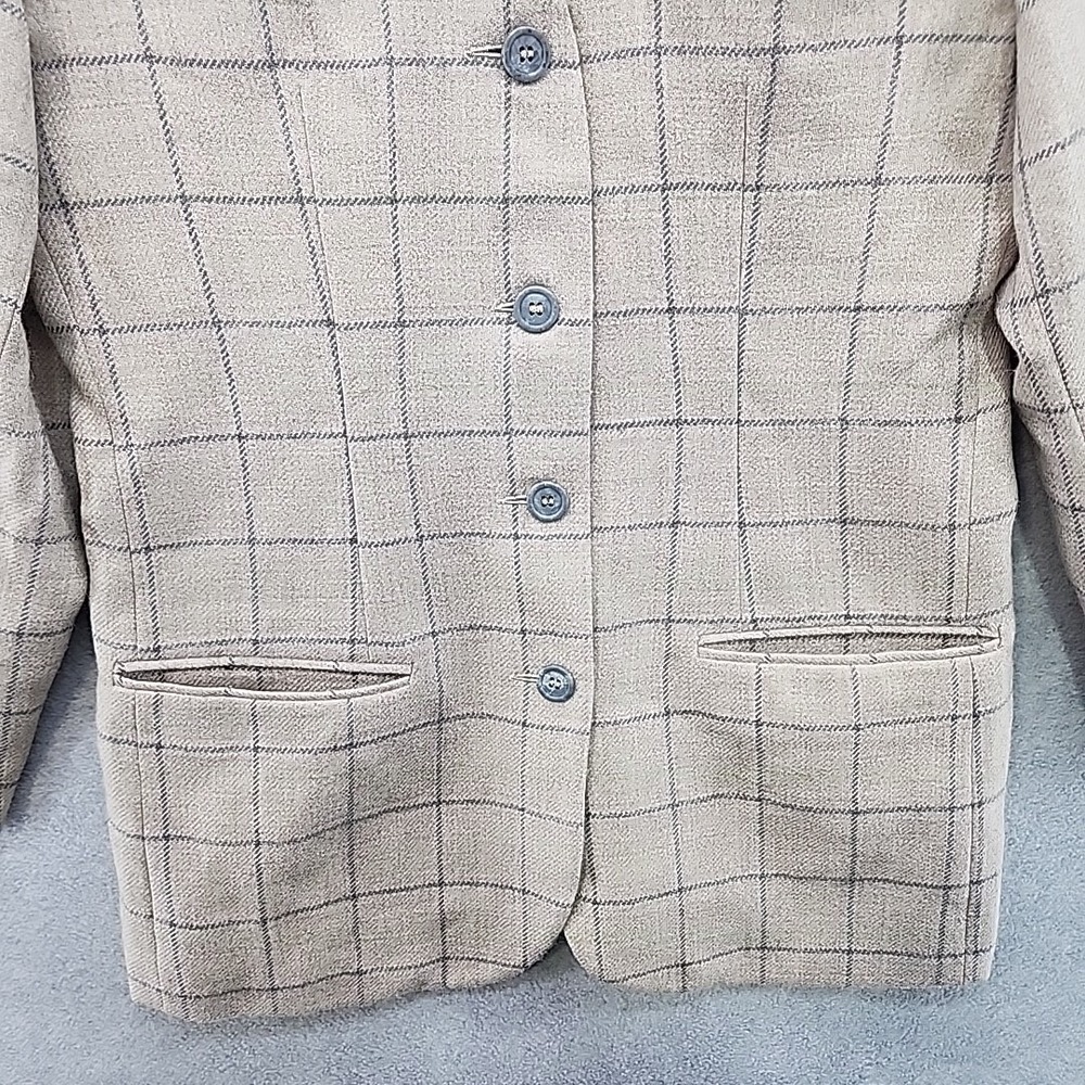 VTG Fausta Bianchi Womens Wool Alpaca Tan Plaid Blazer Jacket ITALY Cashmere - Picture 3 of 16